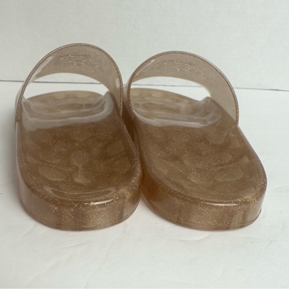 Coach Ulyssa Rubber Jelly Slide in Dark Gold Glitter with Logo Women’s Size 10 - Picture 9 of 11